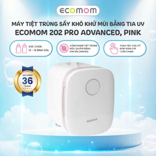 Máy tiệt trùng sấy khô khử mùi bằng tia UV Ecomom 202 Pro Advanced, Pink
