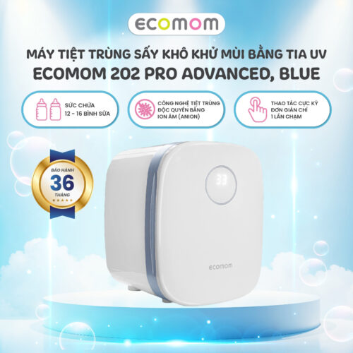 Máy tiệt trùng sấy khô khử mùi bằng tia UV Ecomom 202 Pro Advanced, Blue